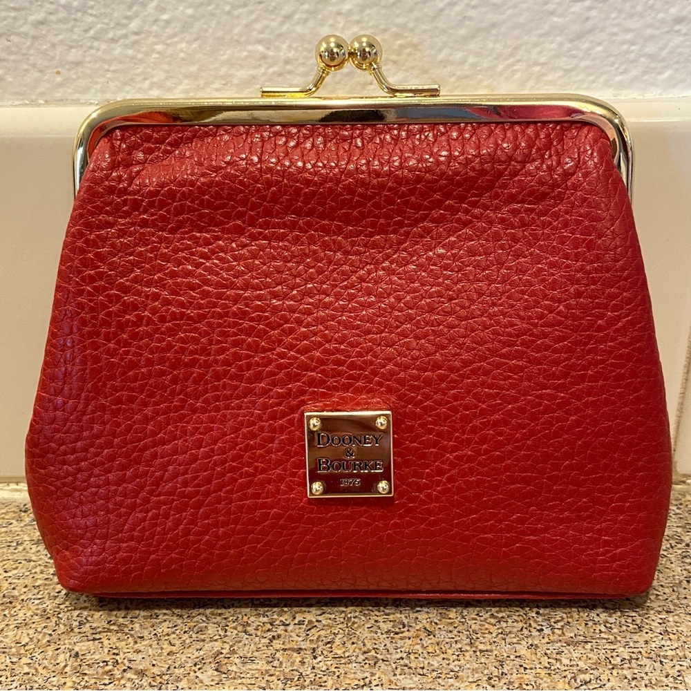 Dooney & Bourke Red Leather Kiss-Lock Coin Purse | Small Wallet